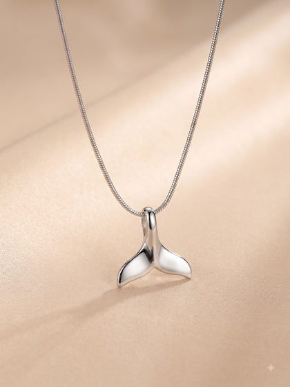 Waterproof Anti Tarnish Jewelry – Silver Whale Tail Necklace