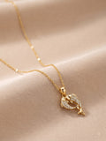 Anti Tarnish Gold Dolphin Necklace – Twin Dolphin Heart Pendant