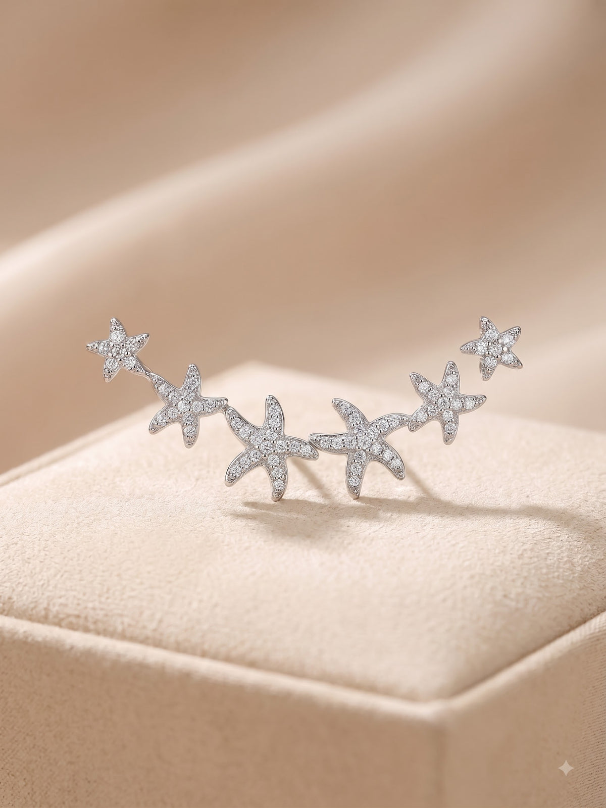 Starfish Ear Climber Earrings – Silver Crawler Studs for Women