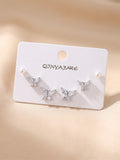 Small Stud Earrings Combo Pack – 6 Piece Butterfly & Pearl Set