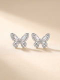 Mother of Pearl Butterfly Earrings – Silver Studs for Women